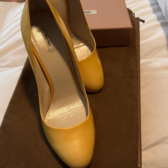 Miu Miu Yellow Heels - Picture 1 of 6